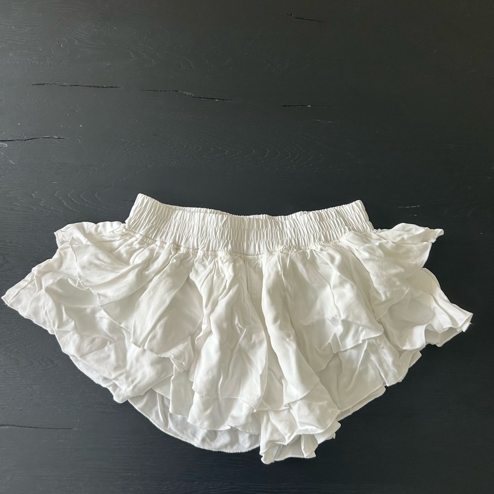 White Ruffled Skort
